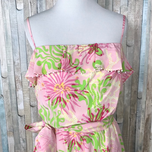Lilly Pulitzer 4 Pink Darcia Silk Dress Ruffled - Picture 3 of 6
